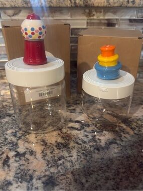 NWT - Nora Fleming Pinstripe Canisters Medium and Small in original packaging
